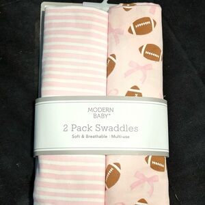 Modern Baby Pink and Brown Swaddle Set